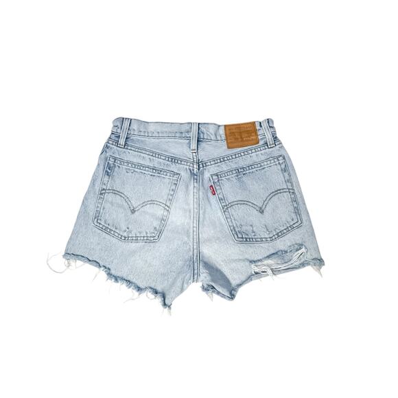 VintagLevi's 501 Light Wash Distressed Cut-Off Jean Shorts 100% Cotton USA Made - Picture 3 of 6